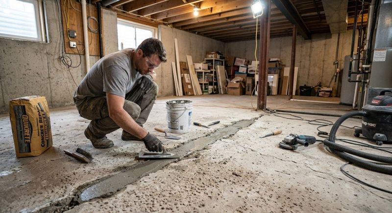 Cracked Basement Floor Repair in Dripping Springs, TX